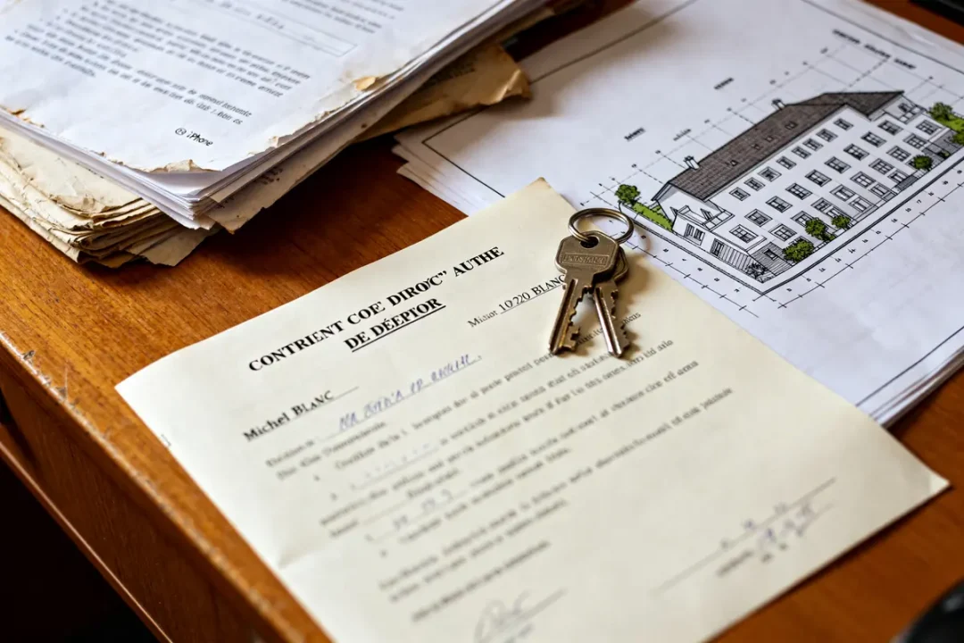 Document immobilier et clés représentant la fortune de Michel Blanc en immobilier
