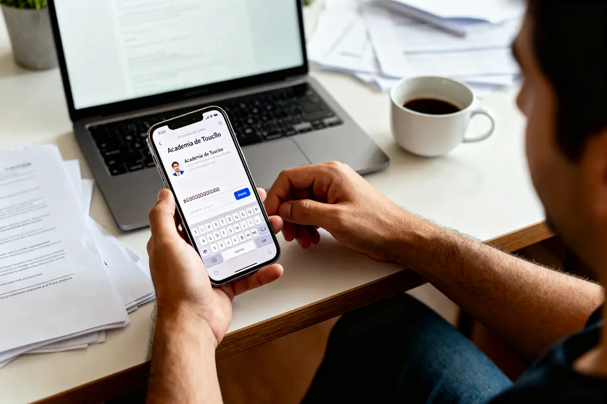 Personne utilisant un smartphone pour accéder à l'Académie de Toulouse sur Convergence académique