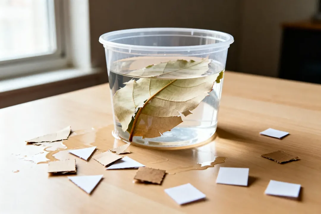 Feuille et morceaux de papier dans un récipient représentant la destruction de documents gratuite