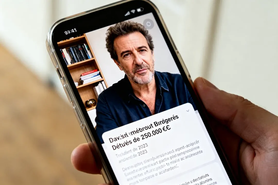 Image d'une visioconférence sur smartphone évoquant la fortune de Pierre Palmade.