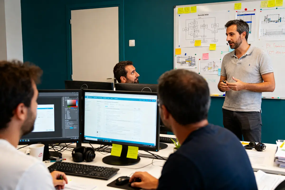 Réunion de travail collaborative dans un bureau moderne de l'entreprise Work at Web