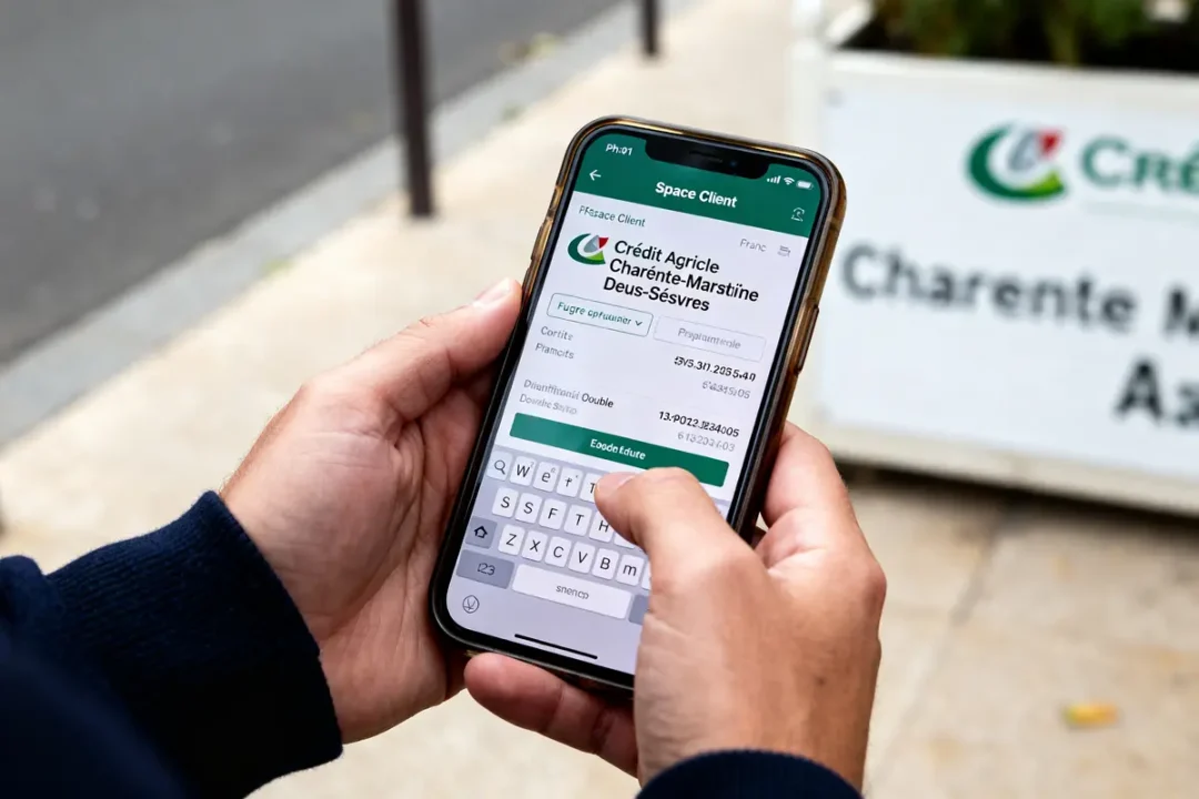 Personne utilisant l'application mobile de Crédit Agricole Charente-Maritime Deux-Sèvres via www.ca-cmds.fr